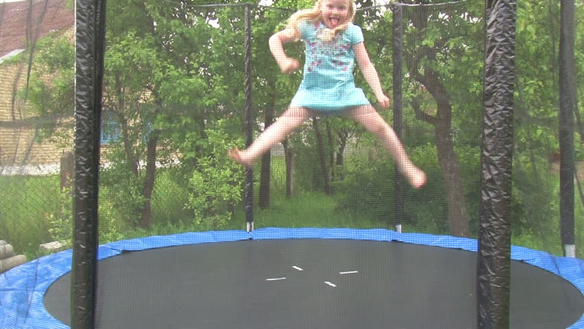 Jumping naked on a trampoline